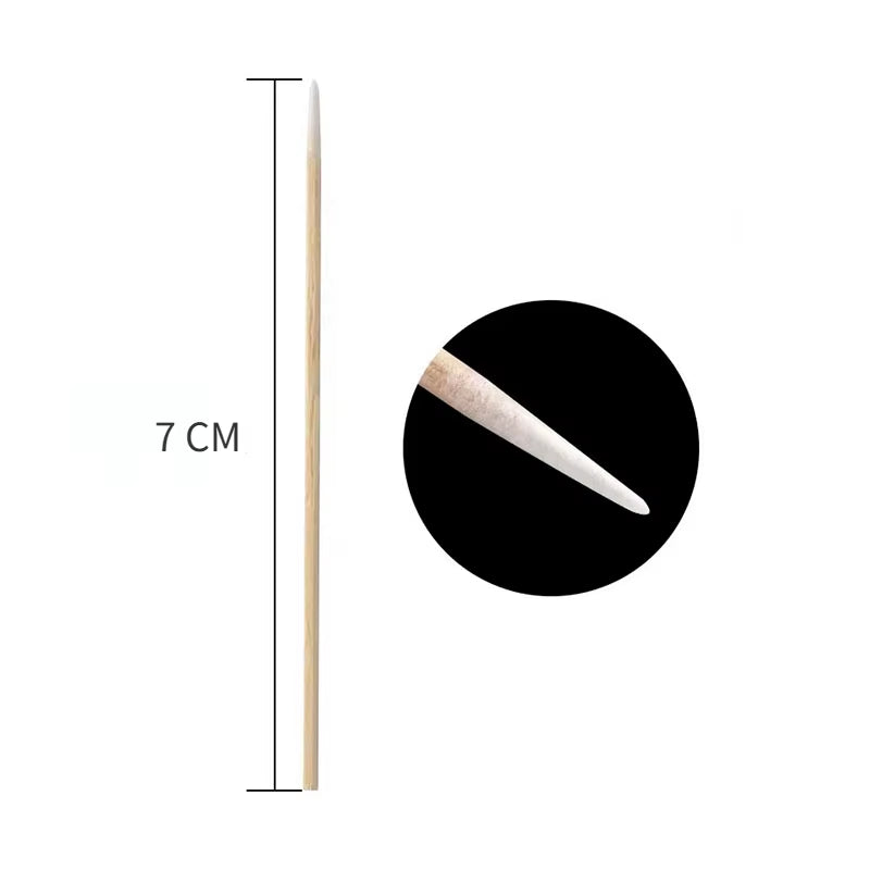 100-Piece Wooden Cotton Swabs for Nail Care and Art Application