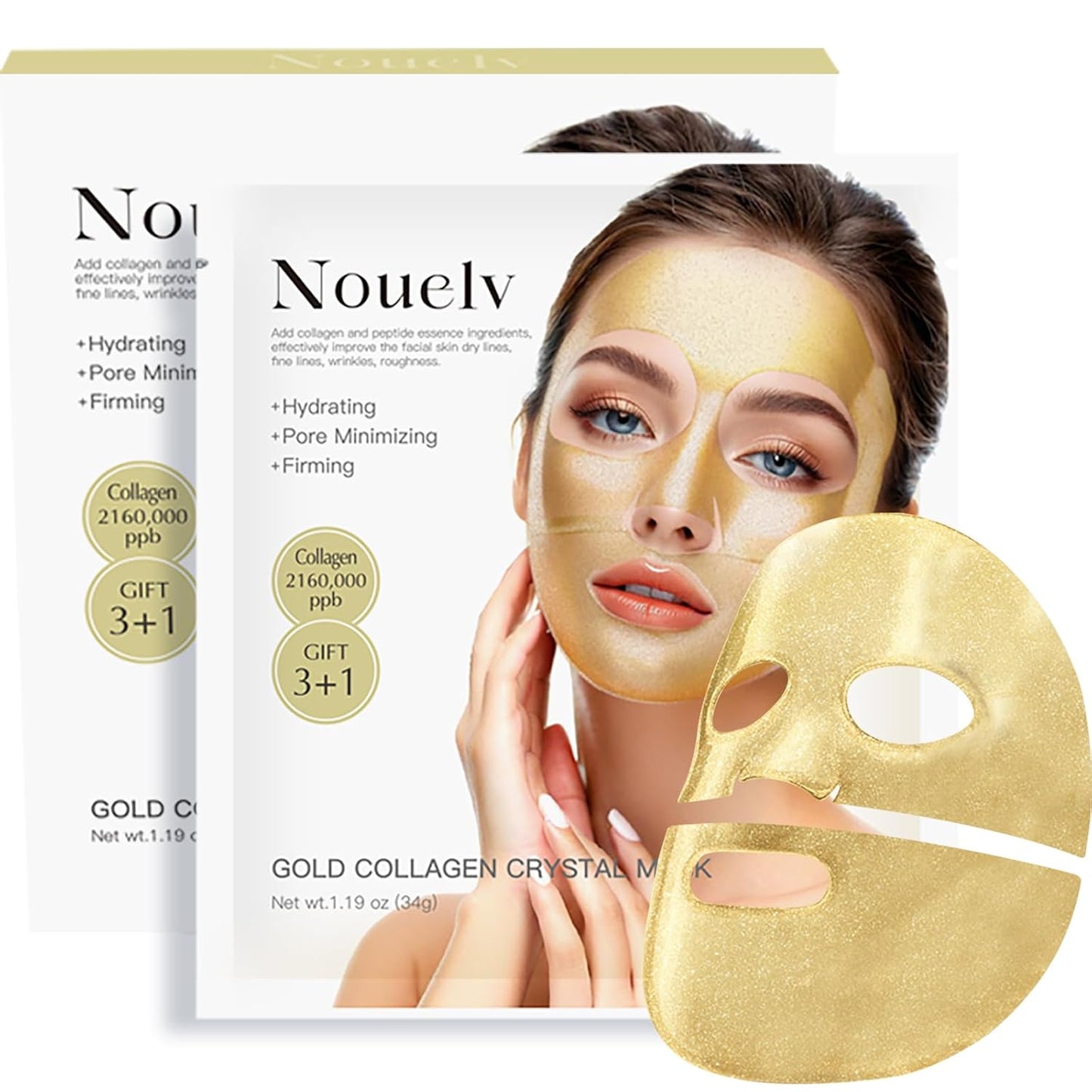 24K Gold Bio Collagen Face Mask, Hydrating Bio Collagen Mask Overnight Collagen Mask Hydrating Collagen Real Deep Mask Skin (34G X2Ea)
