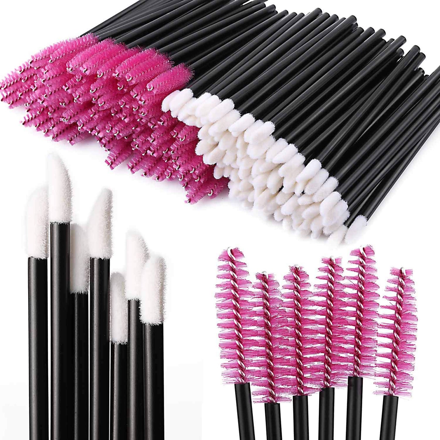 200 Disposable Mascara Wands and Lip Brushes - Lipstick and Lip Gloss Applicators for Eyebrow and Eyelash Extensions, Black