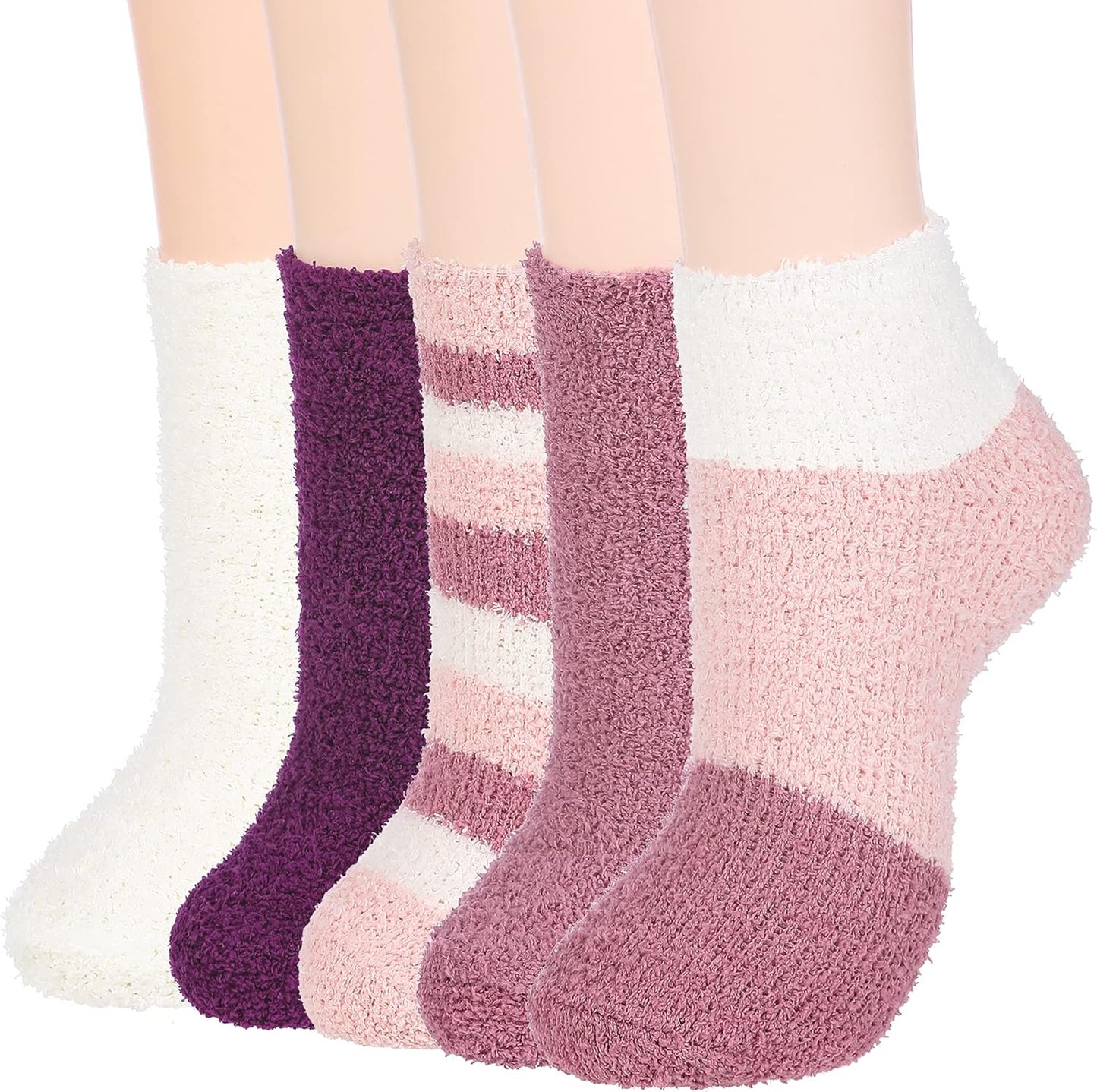 Women's Cozy Fuzzy Slipper Socks - Warm and Fluffy Crew Socks for Winter