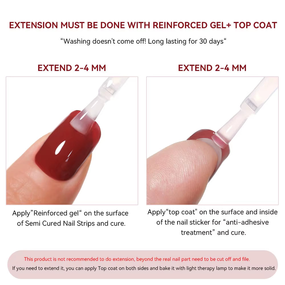 4Pcs/Set Semi Cured Gel Nail Strip with Nail Lamp Sparkly Shinning Gel Nail Polish Nail Stickers Kits Manicure Art