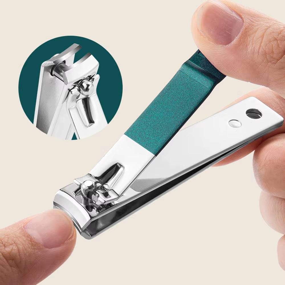 Stainless Steel Nail Clippers Set Grooming Tools Set with Portable Case Manicure Art Tool Green Nails Cut