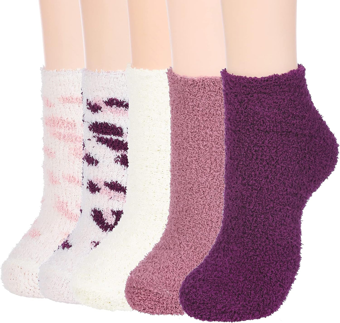 Women's Cozy Fuzzy Slipper Socks - Warm and Fluffy Crew Socks for Winter