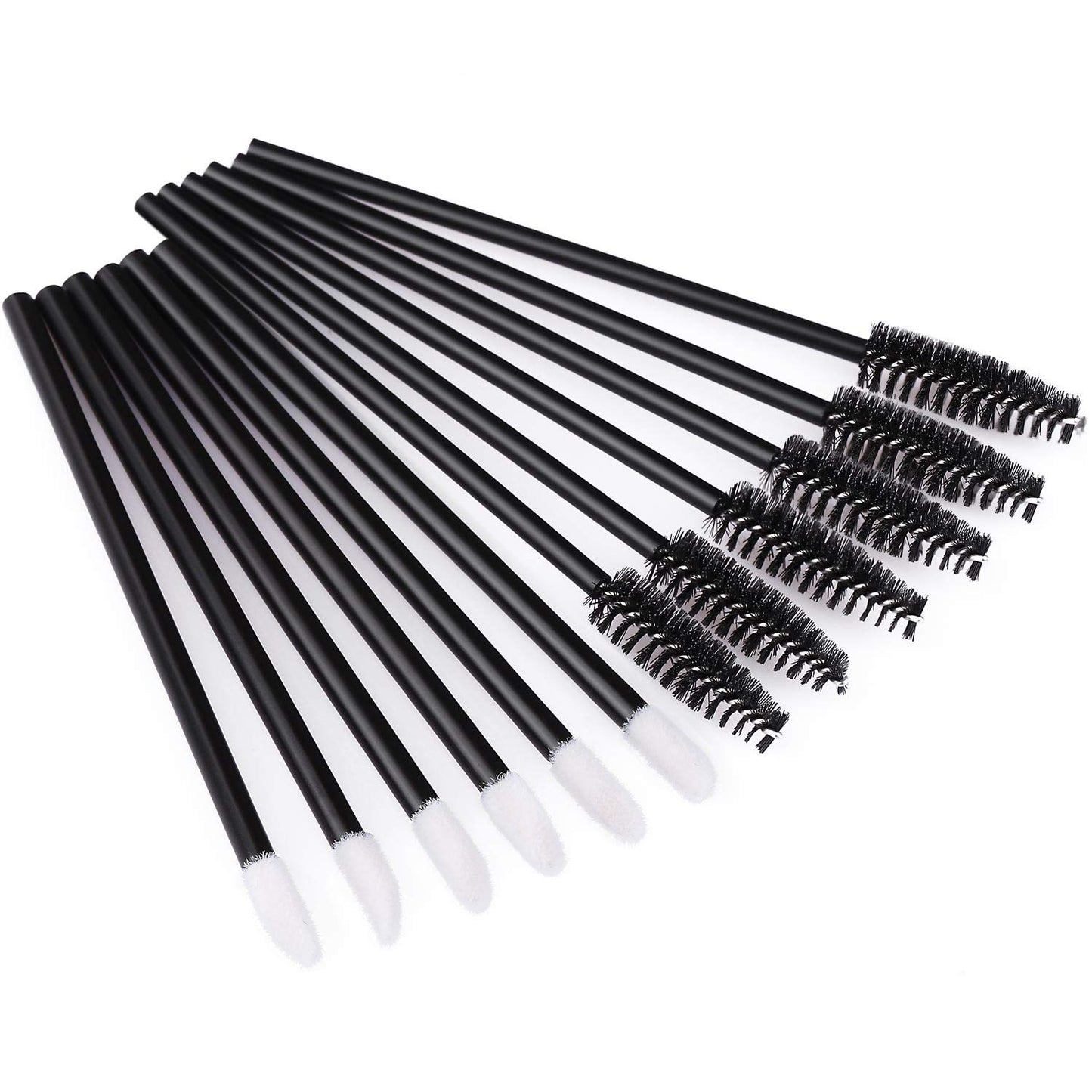 200 Disposable Mascara Wands and Lip Brushes - Lipstick and Lip Gloss Applicators for Eyebrow and Eyelash Extensions, Black