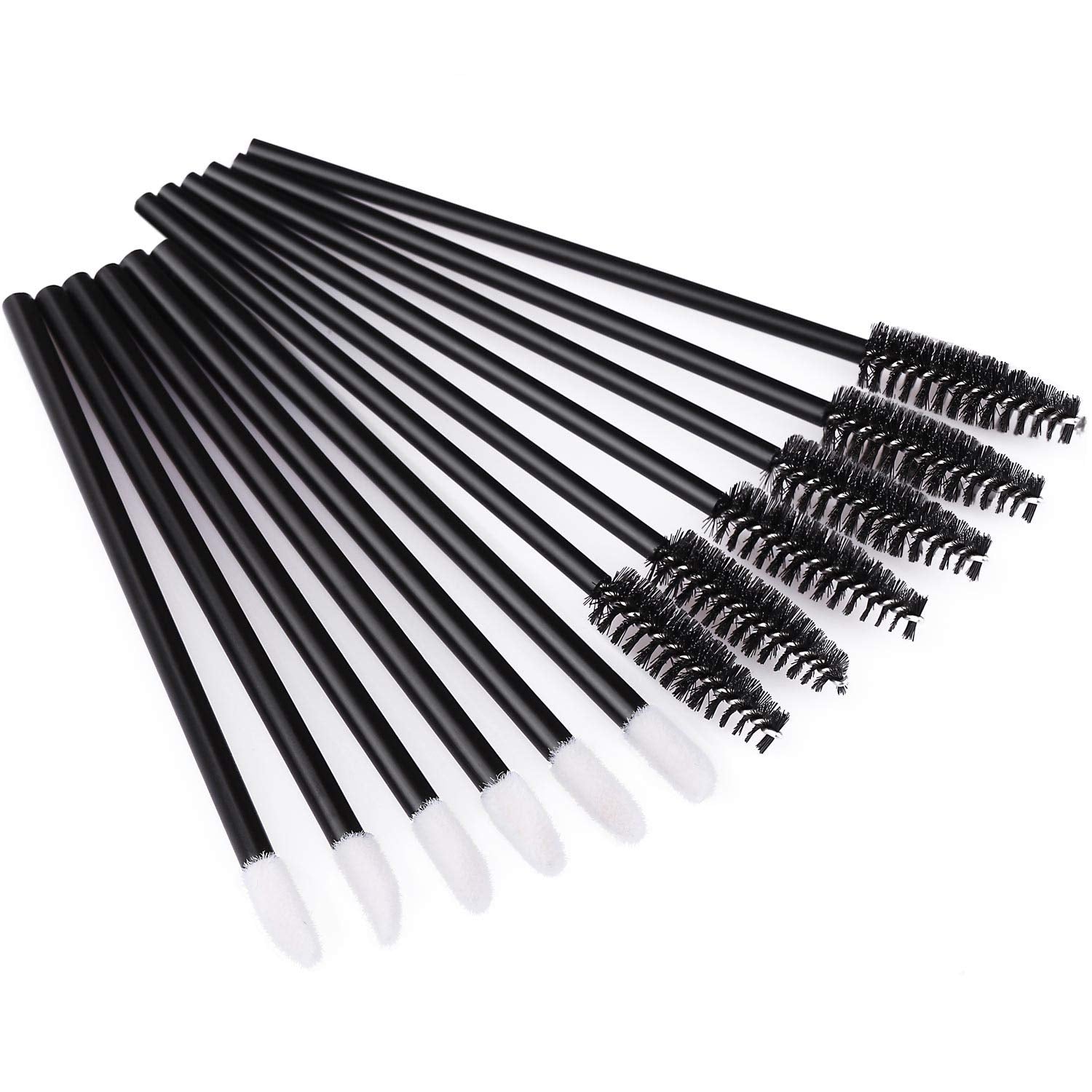 200 Disposable Mascara Wands and Lip Brushes - Lipstick and Lip Gloss Applicators for Eyebrow and Eyelash Extensions, Black