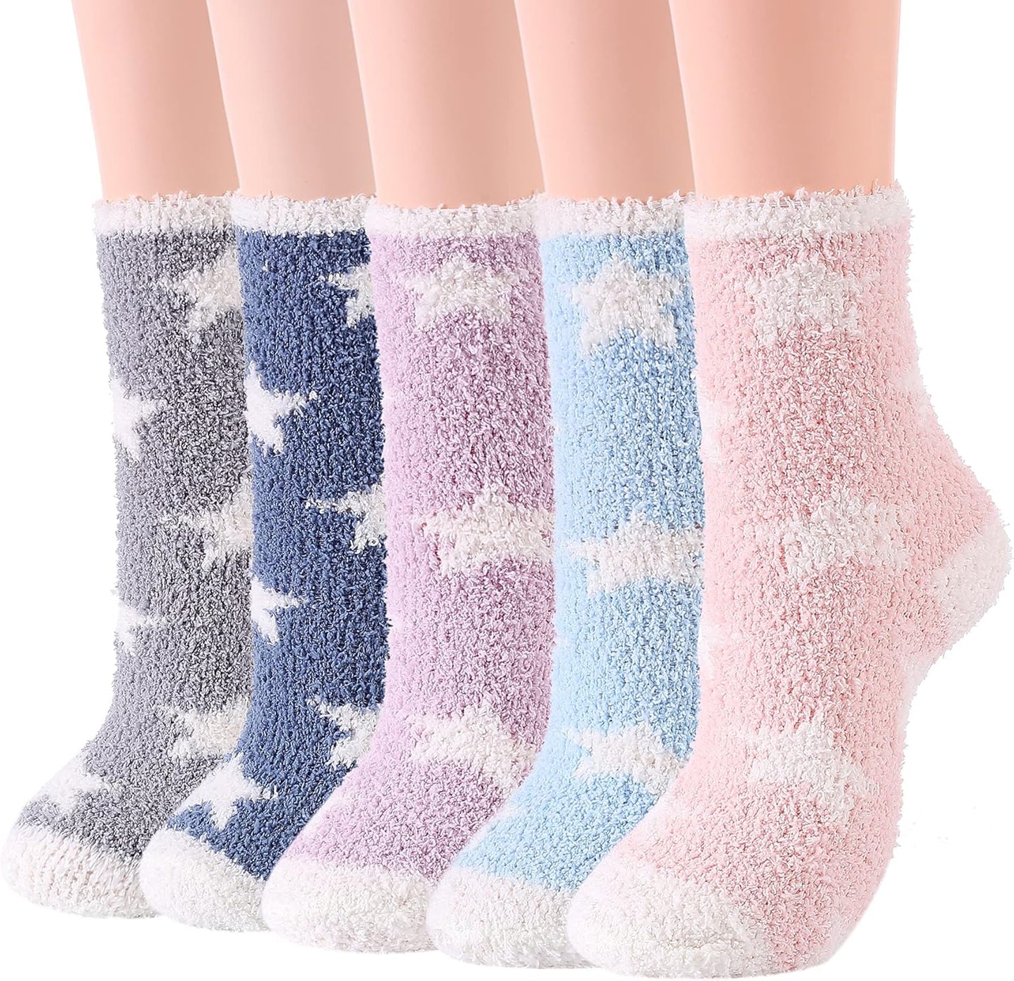 Women's Cozy Fuzzy Slipper Socks - Warm and Fluffy Crew Socks for Winter