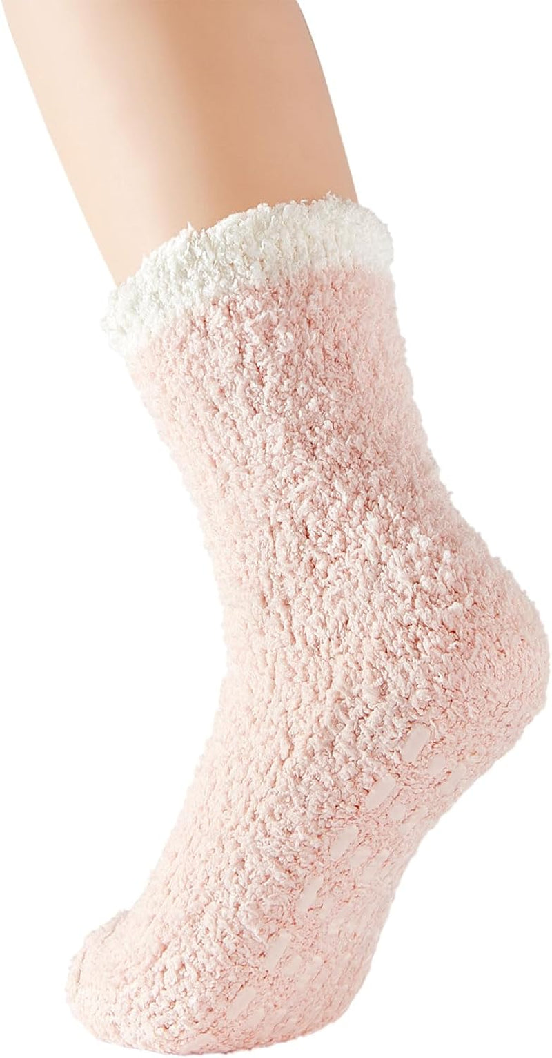 Women's Cozy Fuzzy Slipper Socks - Warm and Fluffy Crew Socks for Winter