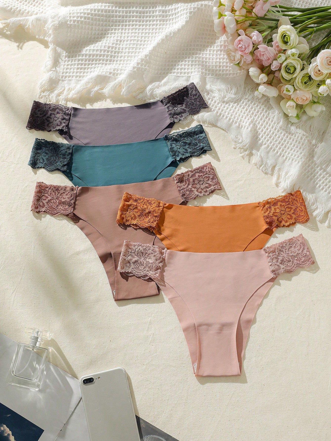 5-Pack Contrast Lace Panty Set