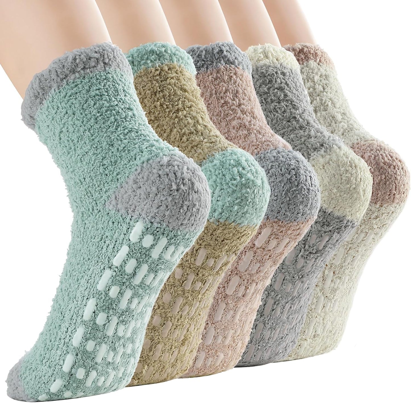 Women's Cozy Fuzzy Slipper Socks - Warm and Fluffy Crew Socks for Winter