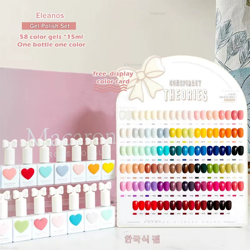 58 Colors Sansu Korean TPO Free Gel Polish Set UV Gel Nail Polish Varnish for Nail Salon Marnicure UV Gel Learner Kit