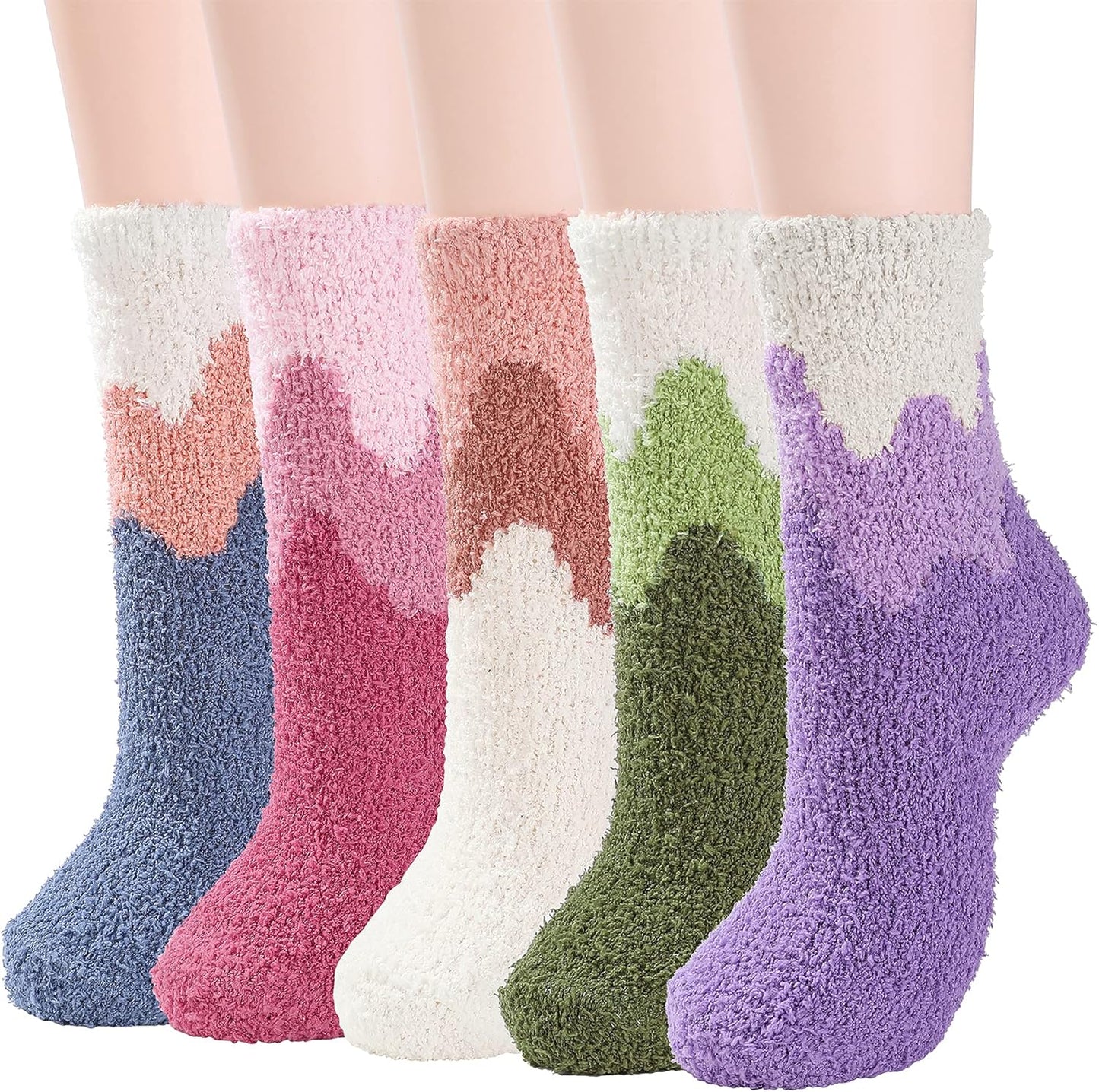 Women's Cozy Fuzzy Slipper Socks - Warm and Fluffy Crew Socks for Winter