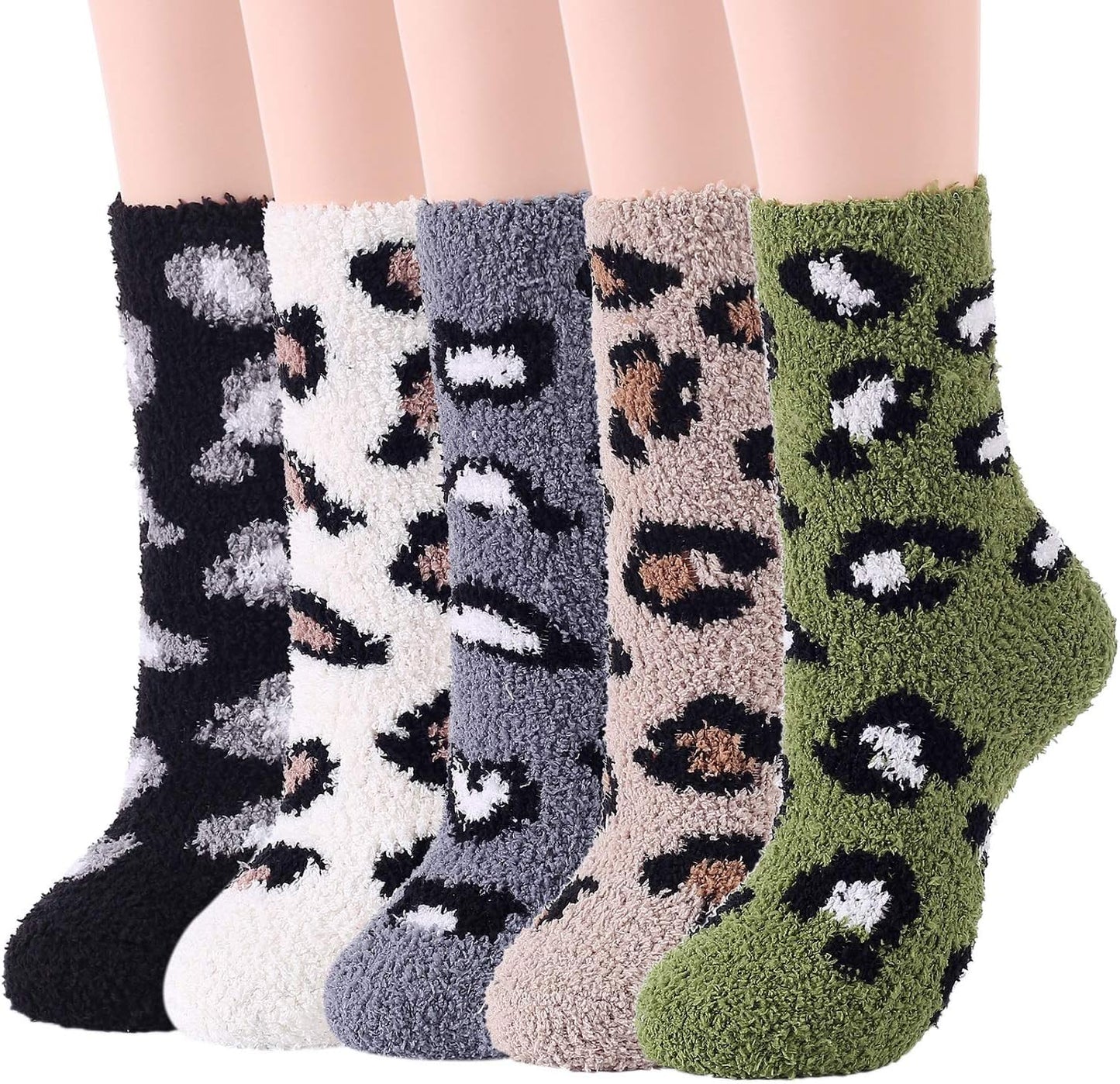 Women's Cozy Fuzzy Slipper Socks - Warm and Fluffy Crew Socks for Winter