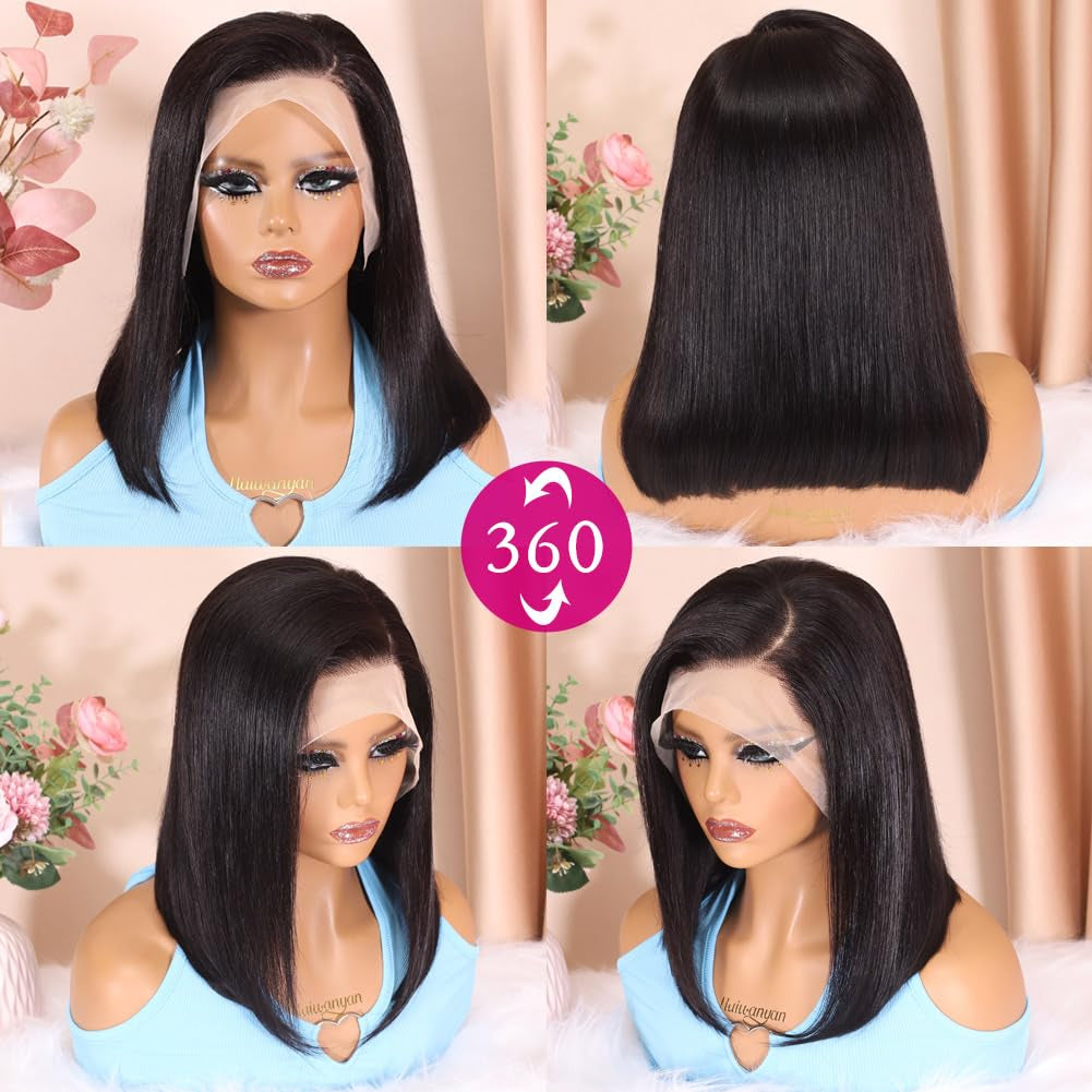 Human Hair Bob Wigs - 14 Inch and 10 Inch in Natural Black