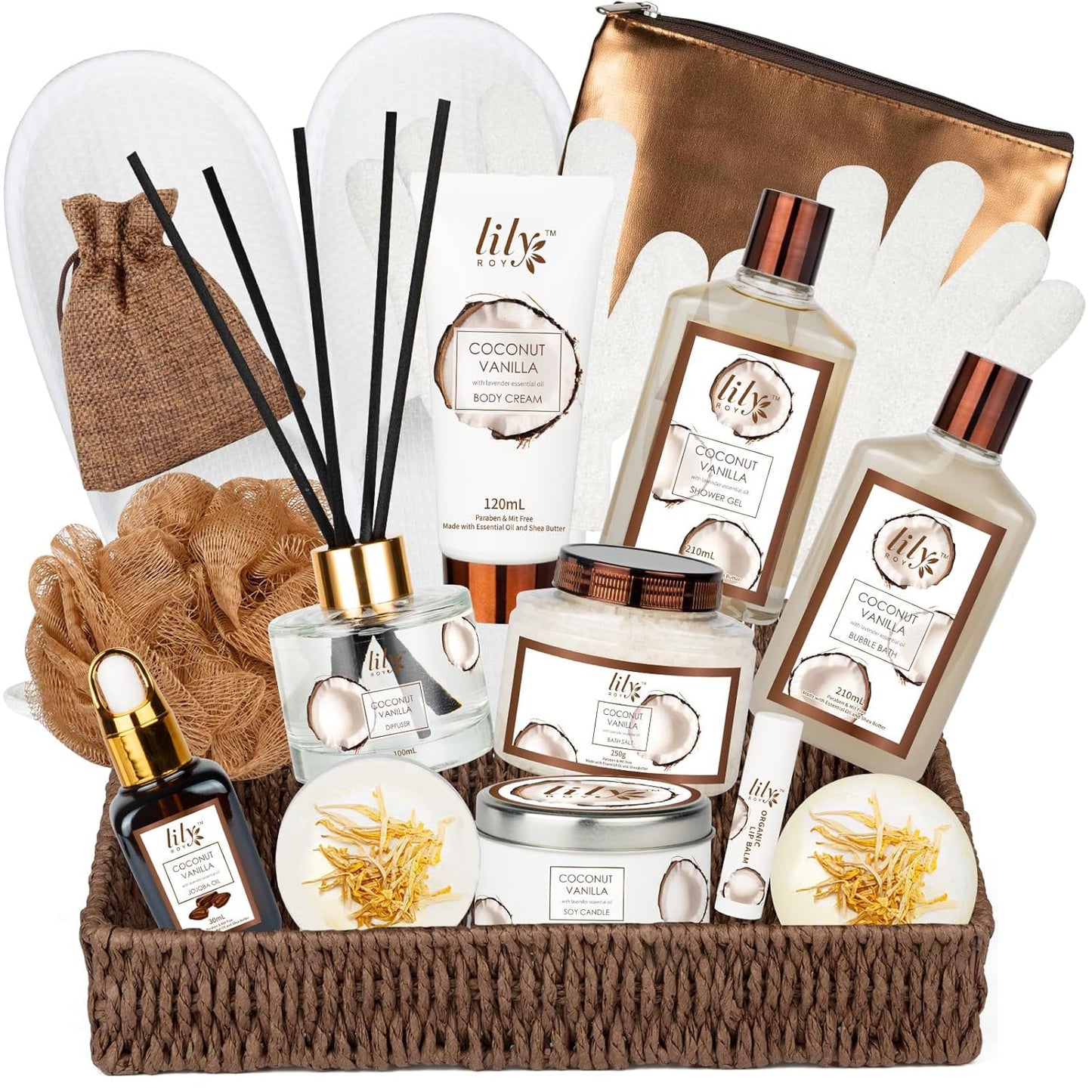 Elegant 18-Piece Bath and Body Gift Basket for Women - Spa Set for Self-Care, Ideal for Birthdays, Christmas, and Mother's Day