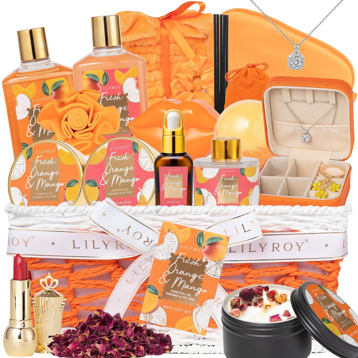 Elegant 18-Piece Bath and Body Gift Basket for Women - Spa Set for Self-Care, Ideal for Birthdays, Christmas, and Mother's Day