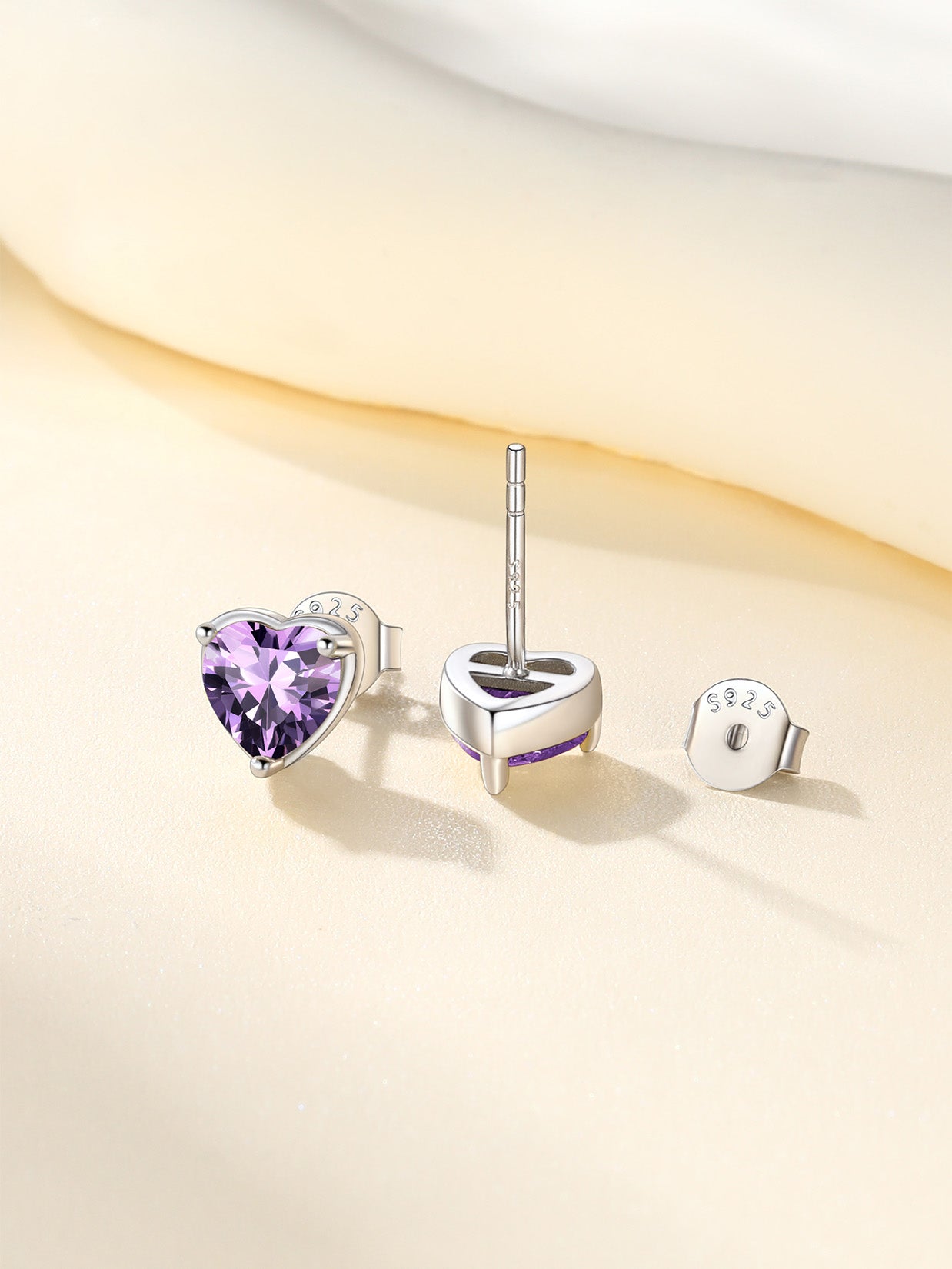 925 Sterling Silver Heart Birthstone Stud Earrings for Women - Elegant Birthday Jewelry Gift