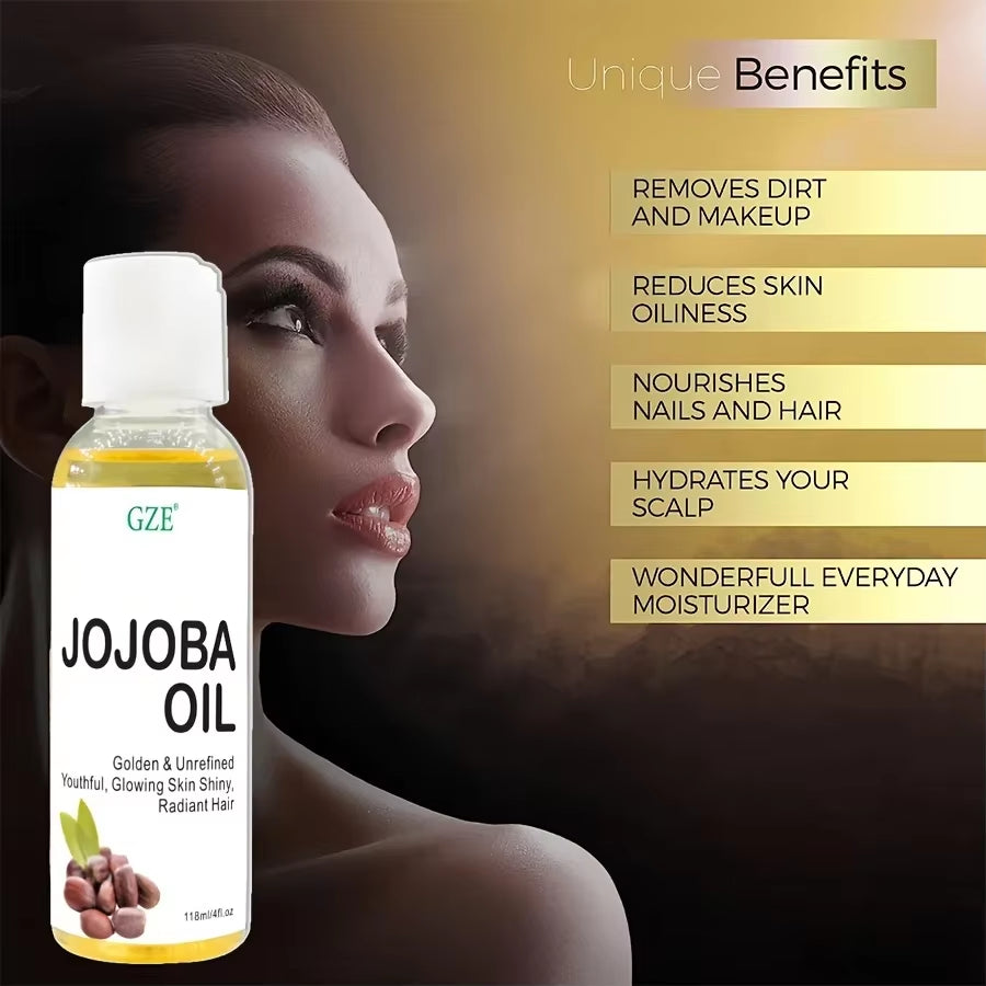 Organic Jojoba Oil, Pure Moisturizing Oil for Face, Hair, Skin & Nails | Natural Cold Pressed Hexane Free Carrier Oil