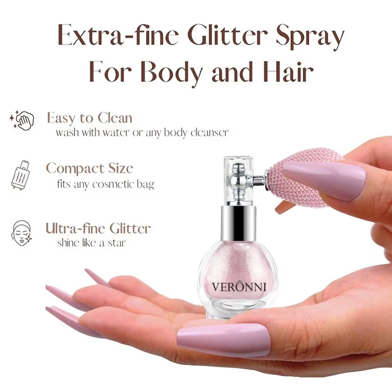 High Gloss Body Diamond Shimmering Spray Powder Highlight Powder Makeup Suitable for Facial and Body Skin Hair Clothes Cosmetics