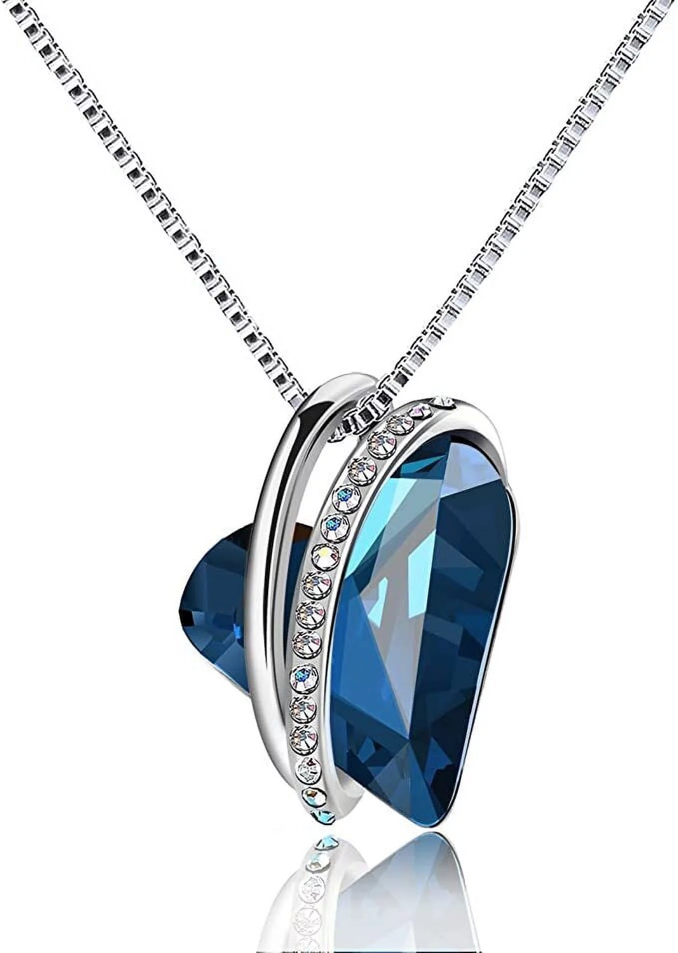 Birthstone Necklace for Women, Birthday Gifts for Women, Love Heart Crystal Necklace Jewelry Birthday Gifts for Her Women Mom Wife Girlfriend -Valentines Day Christmas Anniversary Gifts, Women Gifts