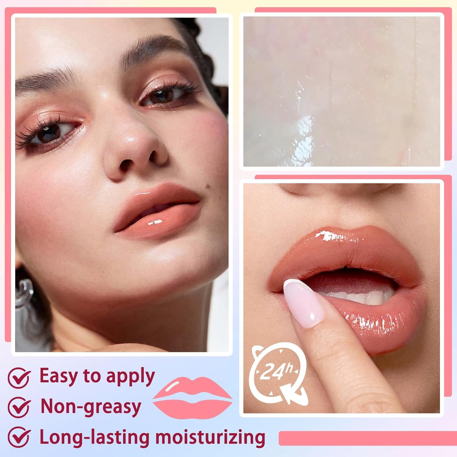 4-Piece Lip Oil Set: Moisturizing Transparent Gloss with Fruit Flavors, Hydrating Roll-On Plumping Gloss, Long-Lasting Non-Sticky Shine - Perfect Makeup Gift Kit