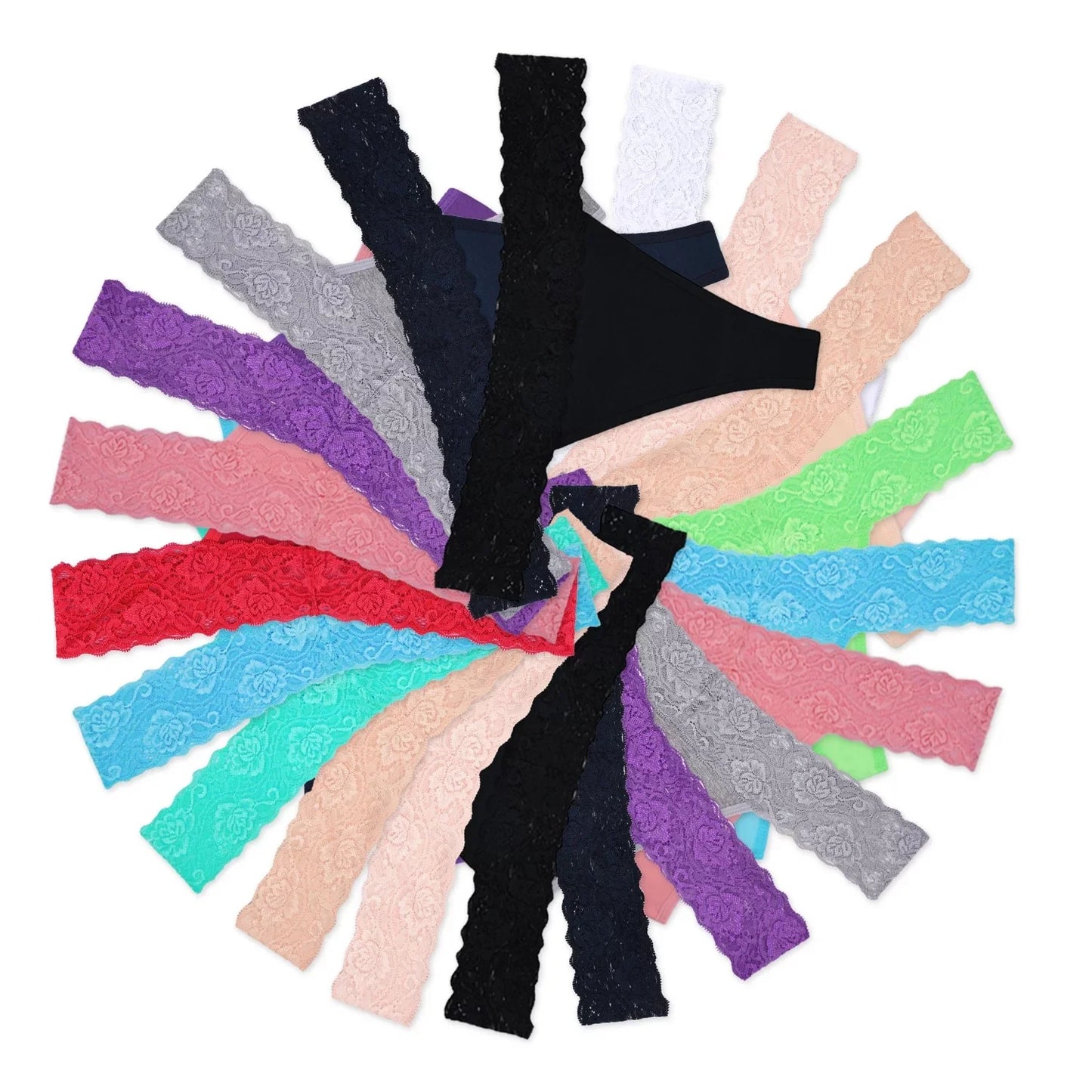 Women's Lace Thong Underwear - Cotton Cheeky T-Back Panties, 10 Pack