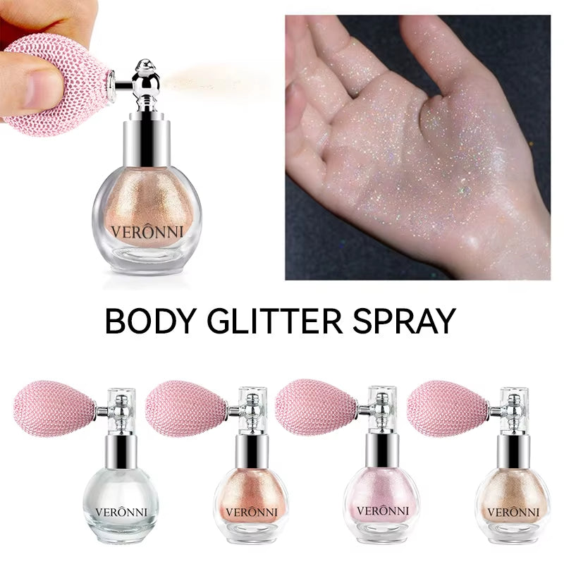 High Gloss Body Diamond Shimmering Spray Powder Highlight Powder Makeup Suitable for Facial and Body Skin Hair Clothes Cosmetics
