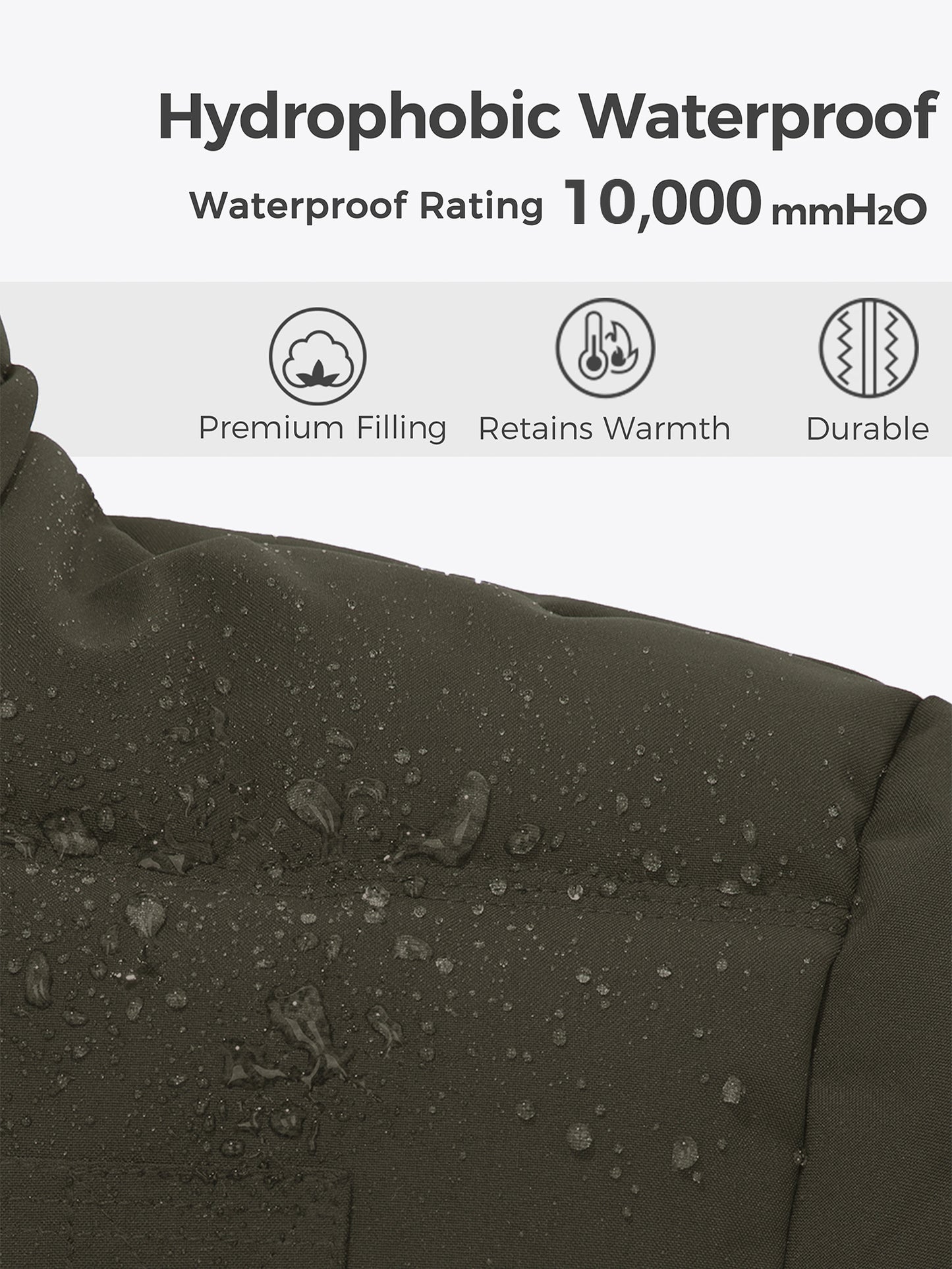 Women's Eco-Friendly Waterproof Winter Jacket Fleece Parka in Army Green, Size S