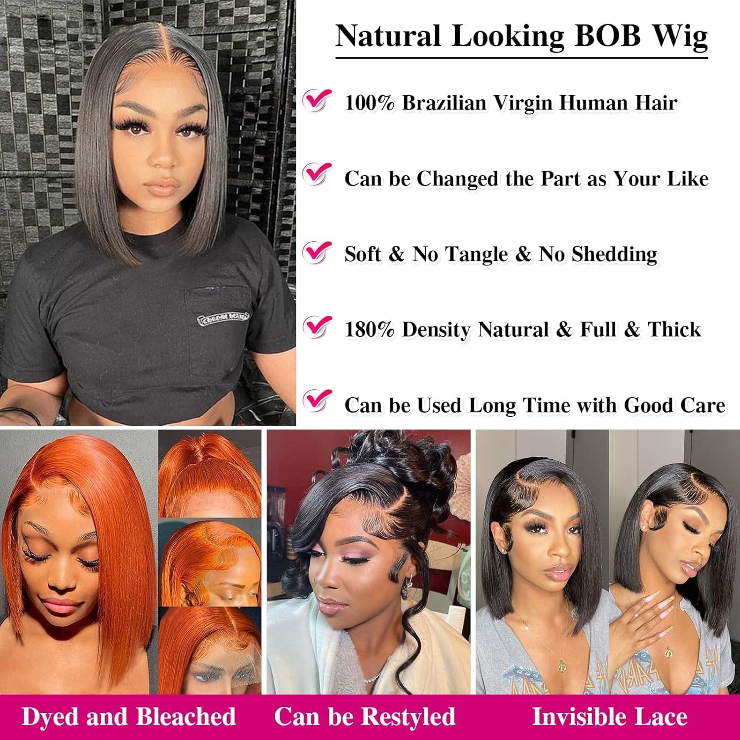 Human Hair Bob Wigs - 14 Inch and 10 Inch in Natural Black
