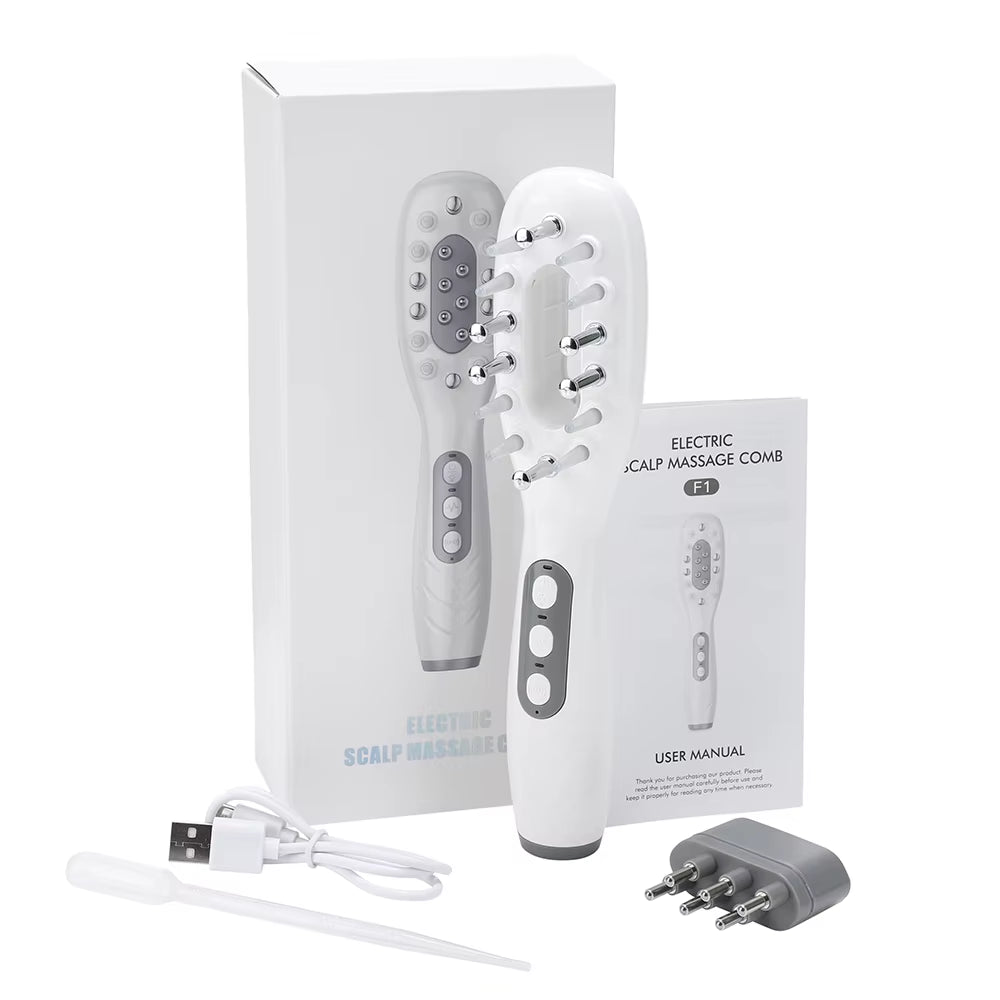 Electric Hair Care Comb Micro Current Massage Comb Hair Conditioner LED Colored Light Radio Frequency Hot Compress Scalp Care