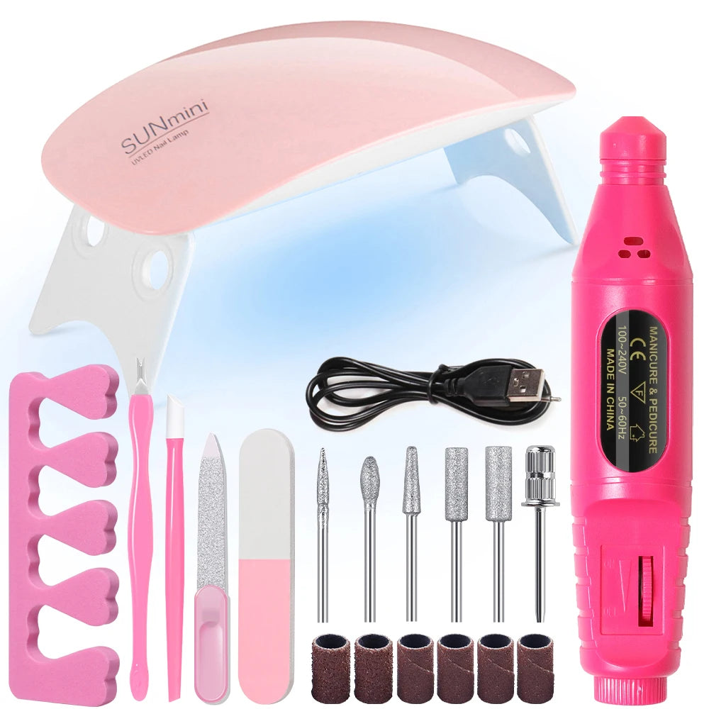 LINMANDA Nail Art Kit with 54W UV 18Pcs Lamp Glue Dryer Polisher Dead Skin Remover Finger Separator Manicure Pedicure Home Use