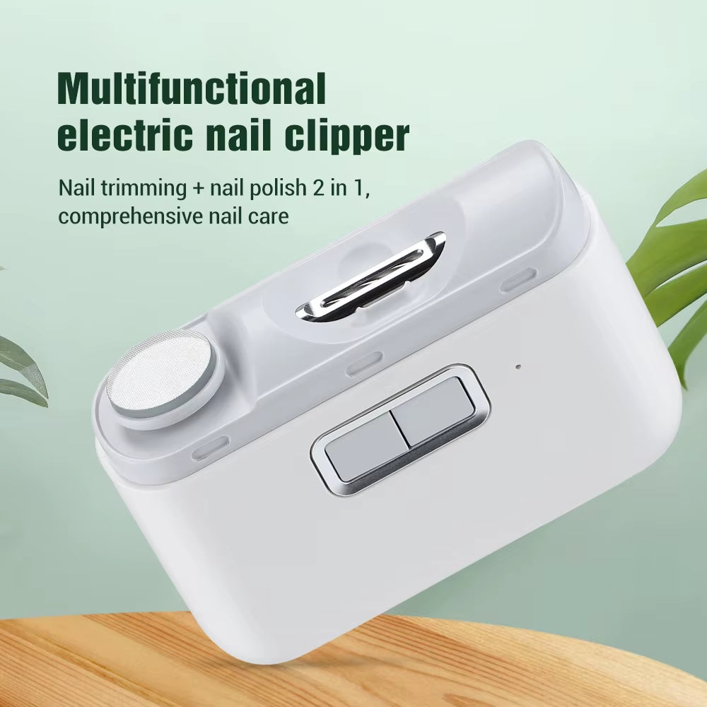 2-in-1 Electric Automatic Nail Clipper and Polisher for Adults and Infants with Integrated Light