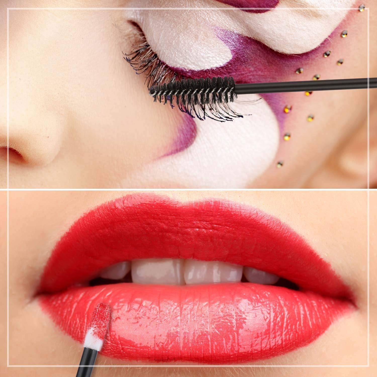 200 Disposable Mascara Wands and Lip Brushes - Lipstick and Lip Gloss Applicators for Eyebrow and Eyelash Extensions, Black