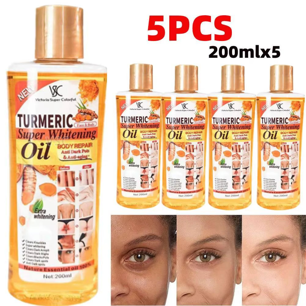 5Pcs Turmeric Essential Oil with for Skin Massage, Body Massage, Aromatherapy Hair Face Care anti Wrinkle Remove Dark Spots