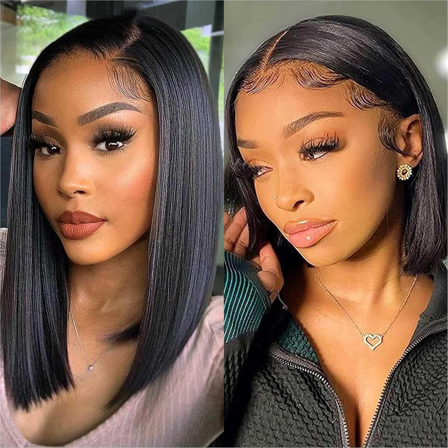 Human Hair Bob Wigs - 14 Inch and 10 Inch in Natural Black