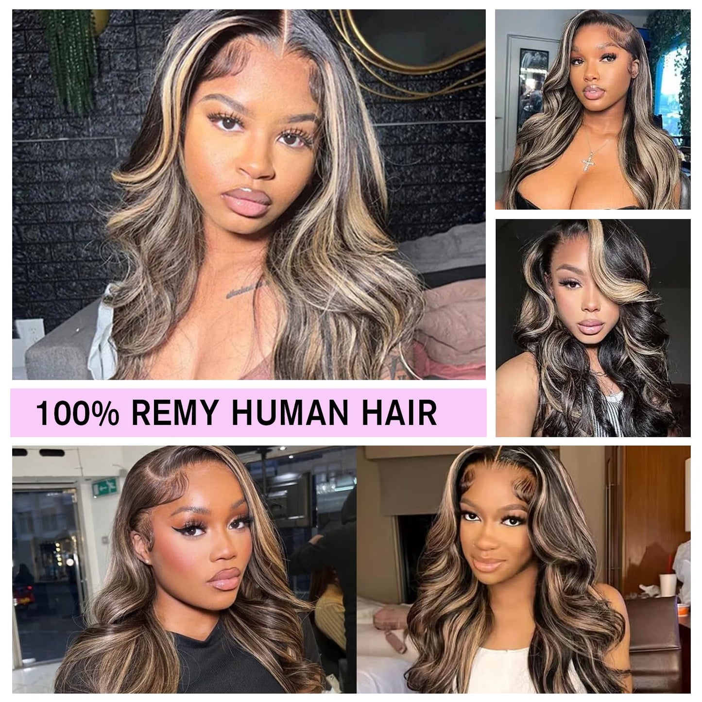 Ombre Lace Front Human Hair Wig - Pre-Plucked 1B/27 Highlights, 180 Density, 13X4 Body Wave, Glueless, 20 Inch