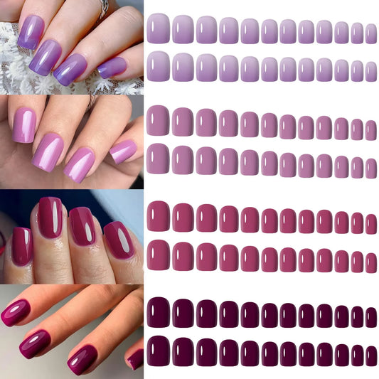 96Pcs/Box Matte Coffin Press on Nail Full Cover False Nails Mixed Size Solid Color Extension Oval Capsule Almond DIY Accessorie