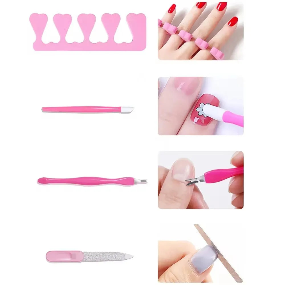 LINMANDA Nail Art Kit with 54W UV 18Pcs Lamp Glue Dryer Polisher Dead Skin Remover Finger Separator Manicure Pedicure Home Use