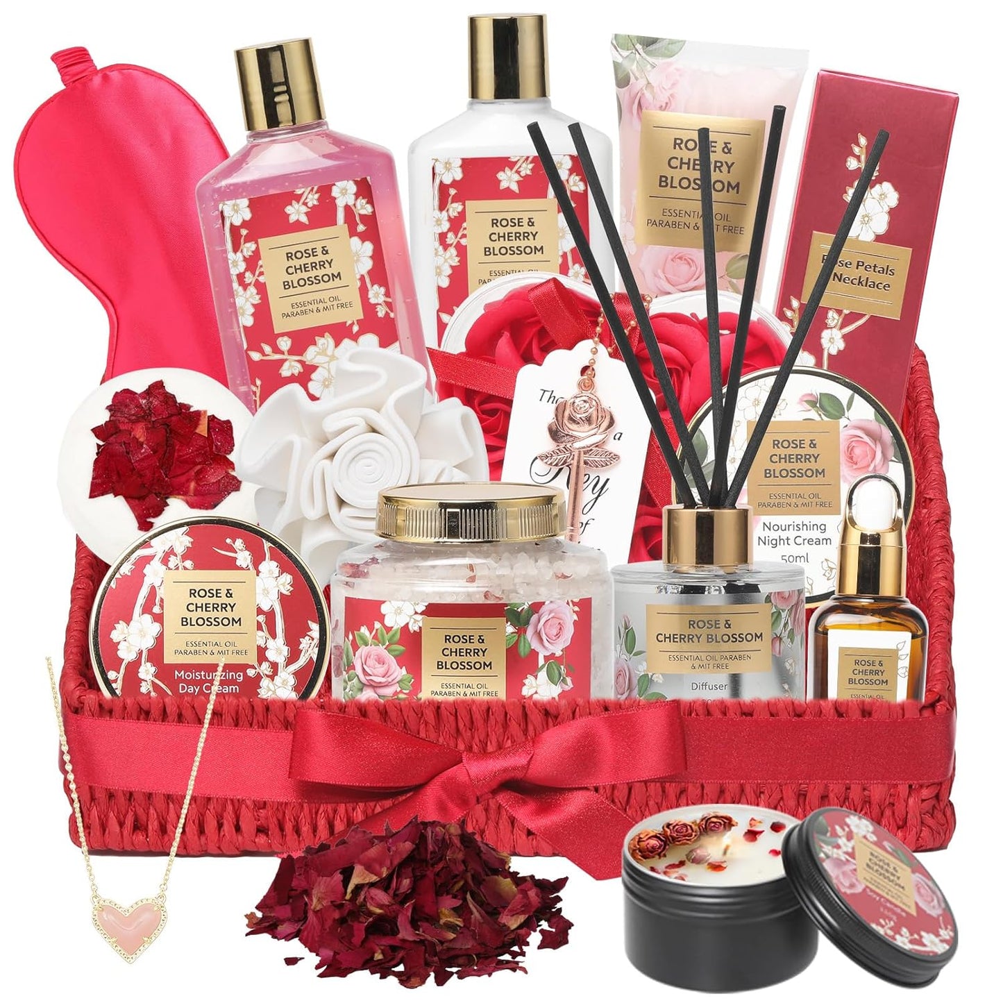 Elegant 18-Piece Bath and Body Gift Basket for Women - Spa Set for Self-Care, Ideal for Birthdays, Christmas, and Mother's Day