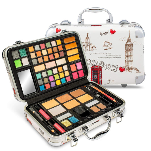 Professional Makeup Gift Set - 41 Eyeshadows, 7 Body Glitters, Lip Liner Pencil, Lipstick, 4 Blushes, Eyeliner Pencil, 5 Concealers, 2 Lip Glosses, 5 Bronzers, and Mirror