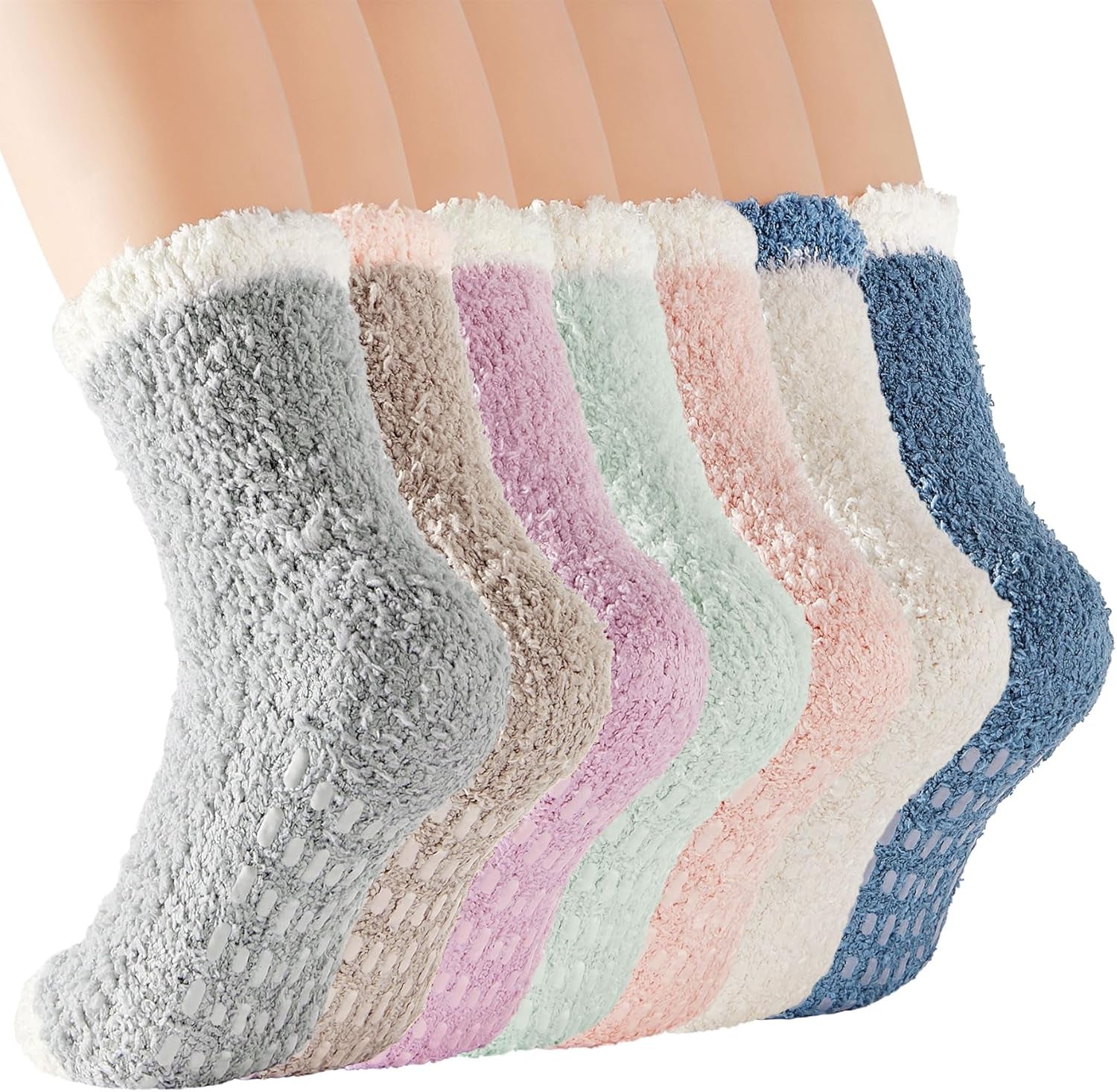 Women's Cozy Fuzzy Slipper Socks - Warm and Fluffy Crew Socks for Winter