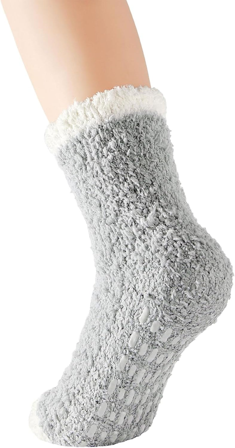 Women's Cozy Fuzzy Slipper Socks - Warm and Fluffy Crew Socks for Winter