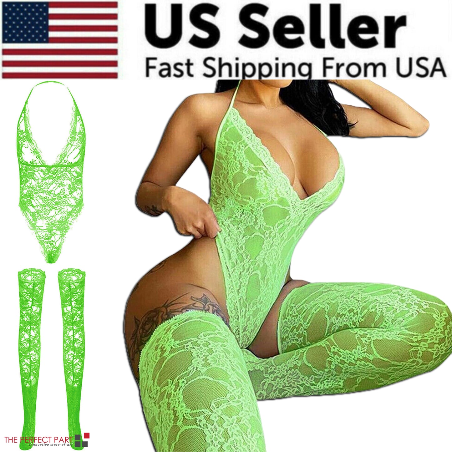 Plus Size Women's Lace Babydoll Lingerie Nightwear Bodysuit Dress
