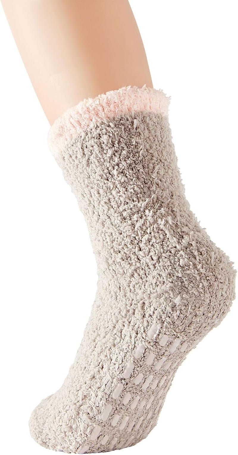 Women's Cozy Fuzzy Slipper Socks - Warm and Fluffy Crew Socks for Winter