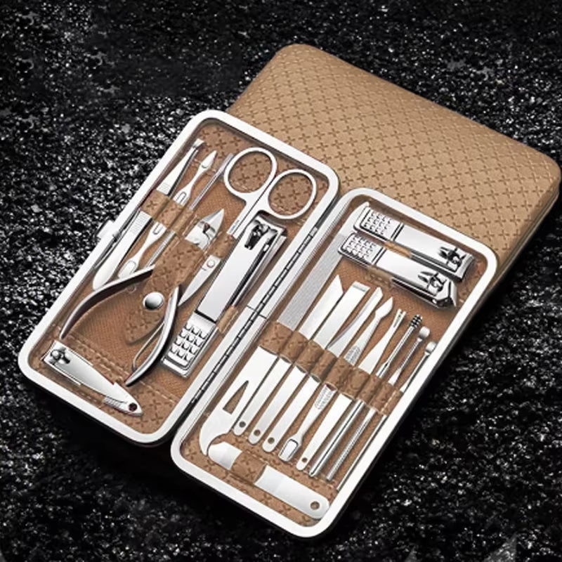 19PCS Professional Stainless Steel Pedicure Set Personal Care Travel Kit Manicure Set Pedicure Kits High Quality Nail Clippers