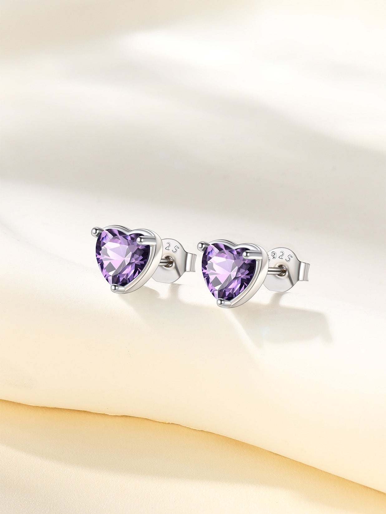 925 Sterling Silver Heart Birthstone Stud Earrings for Women - Elegant Birthday Jewelry Gift