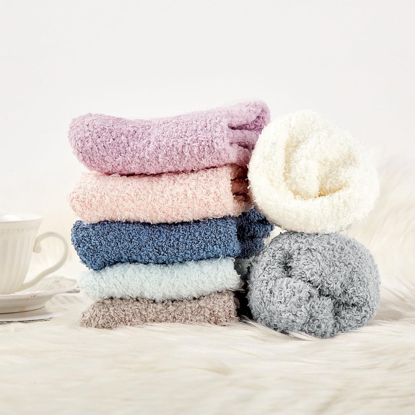 Women's Cozy Fuzzy Slipper Socks - Warm and Fluffy Crew Socks for Winter