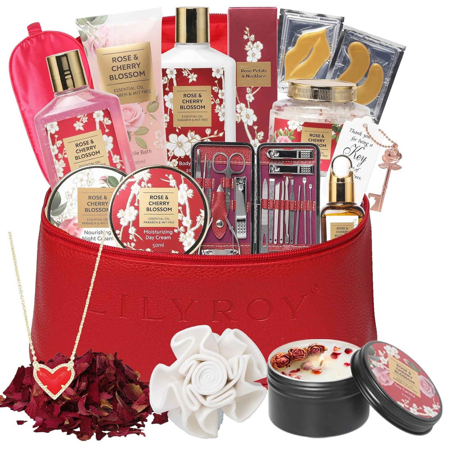 Elegant 18-Piece Bath and Body Gift Basket for Women - Spa Set for Self-Care, Ideal for Birthdays, Christmas, and Mother's Day