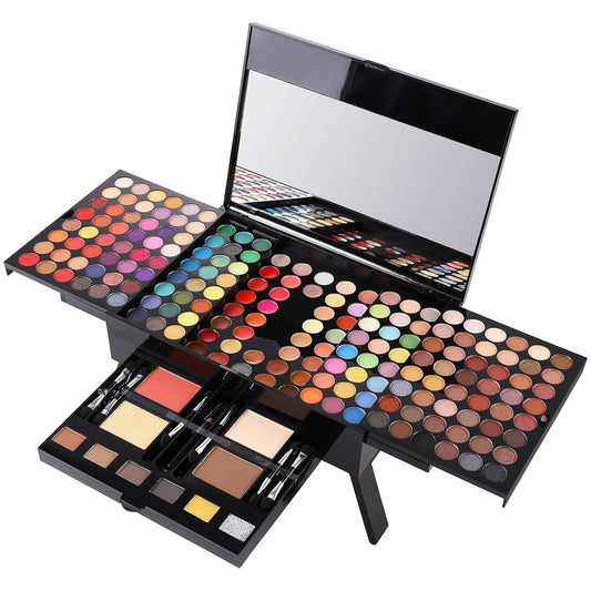 Comprehensive Makeup Kit - Professional Eyeshadow, Lip Gloss, Concealer, Eyeliner, Contour, Eyebrow Powder, Face Blusher, Highlighter, and Makeup Brushes for Women and Girls