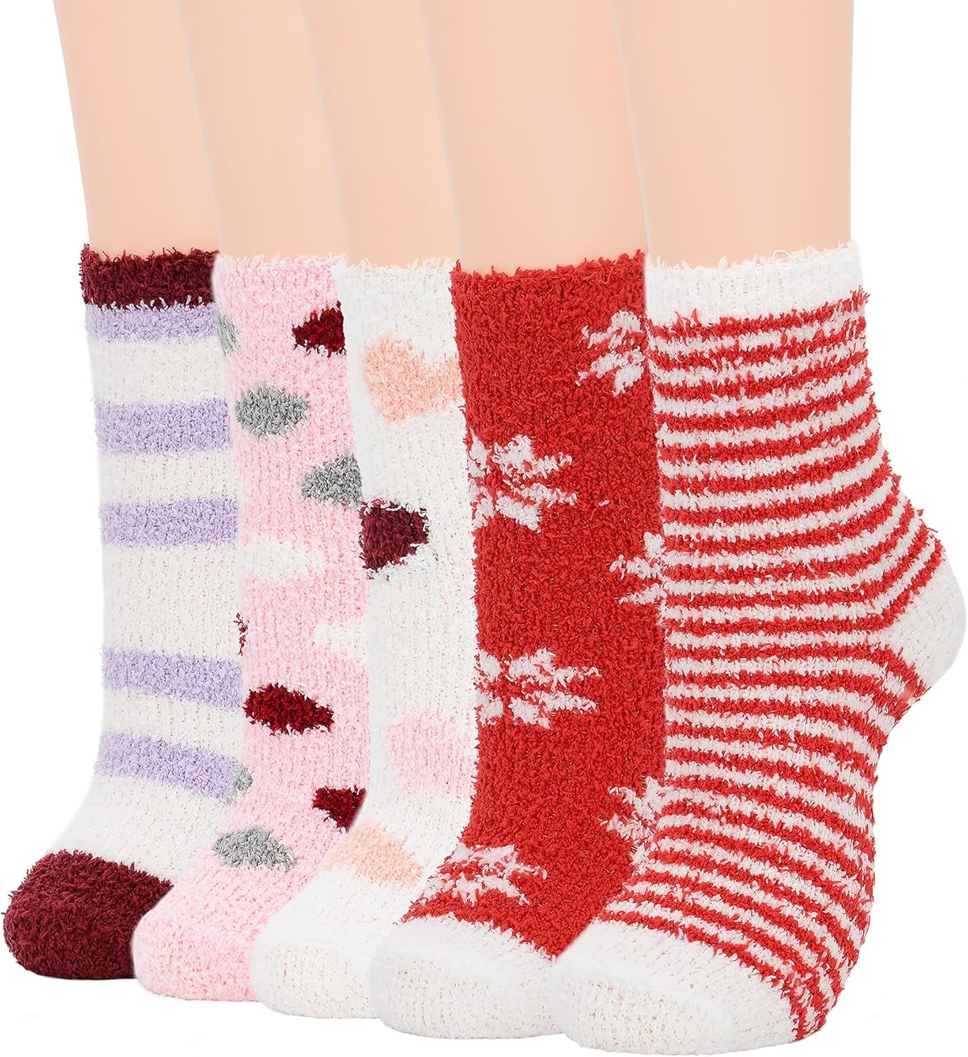 Women's Cozy Fuzzy Slipper Socks - Warm and Fluffy Crew Socks for Winter