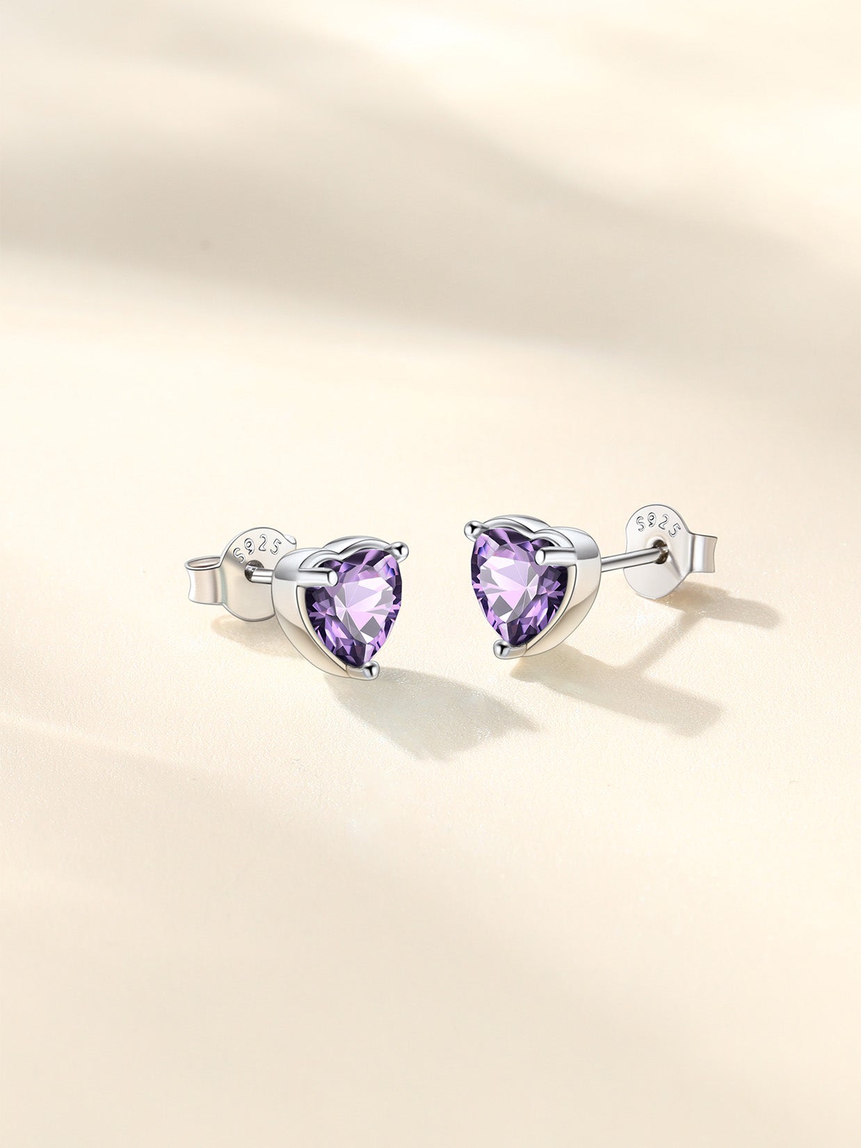 925 Sterling Silver Heart Birthstone Stud Earrings for Women - Elegant Birthday Jewelry Gift